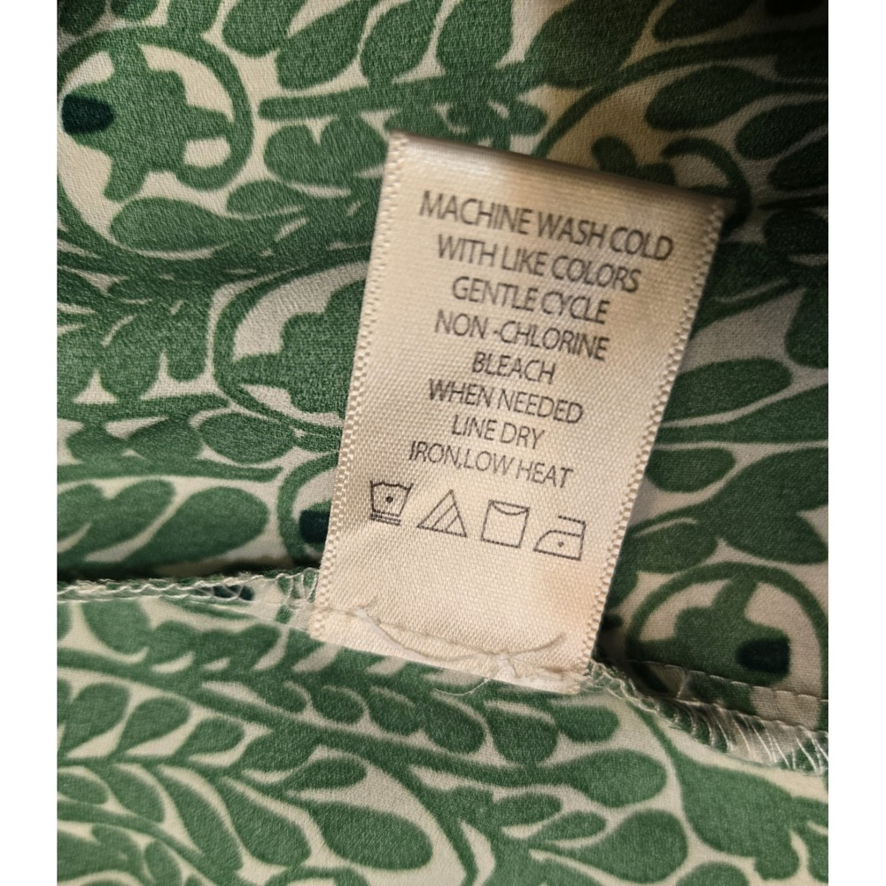 Max Studio London Crepe Tiered Maxi Dress Boho Green White Half Button Medium - Picture 6 of 8